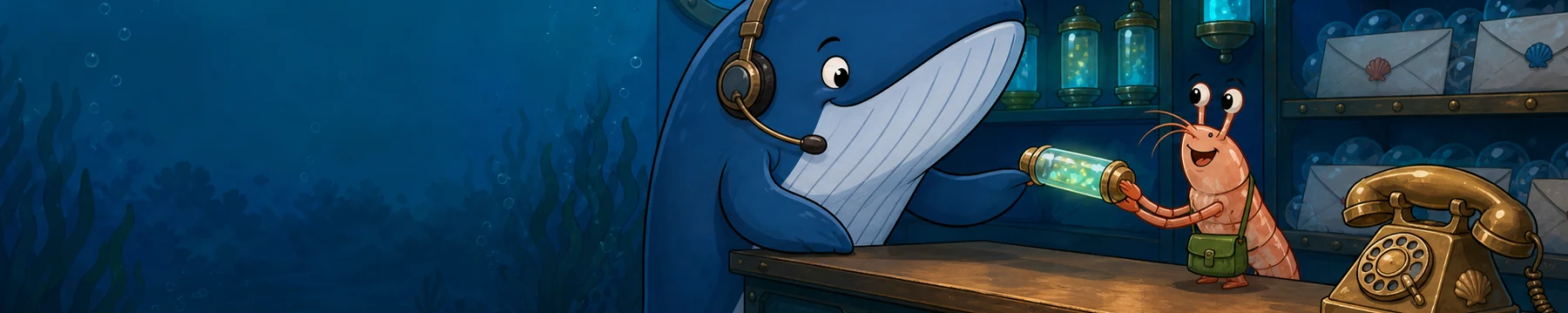 The WhaleWatch whale receiving an underwater support message